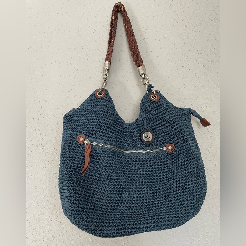 The Sak Teal Crochet Hobo Bag